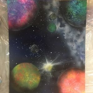 Hand made posters of planets and stars